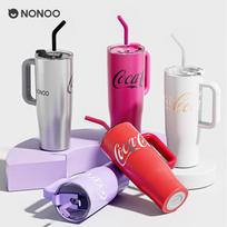 NONOO Coca-Cola 1200ml Large Capacity Insulated Straw Cup violetinė