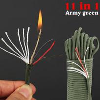 kindling 550 33-100FT 10-core paracord 4mm outdoor Camping Survival tool fit PE fire rope fishing cotton line Parachute Hiking 100FT armijos žalia spalva