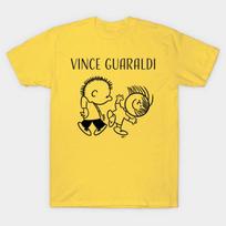 Men Black Print T-shirt Vince Guaraldi No-Cut Transfer Paper Print Cotton Tshirt L geltona