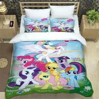 Animacinių filmų „My Little Pony“ patalynės komplektai Išskirtinis lovos reikmenų rinkinys Antklodės užvalkalas Patalynės komplektas su antklode Patalynės komplektas Prabangi gimtadienio dovana EU Single(135*200cm)3pcs