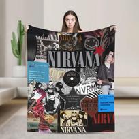Nirvana Veido Juosta Antklodė Šilta Minkšta Raštuota Pliušinė Mėtoma Antklodė Lauko Kelionėms Biuras Flanelinė Paklodė Lovos Užvalkalas 30x40in
