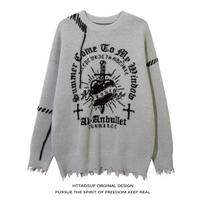 Y2K Style Dark Knitwear: Casual, Versatile, and Popular Lazy Knit Top XL pilka spalva