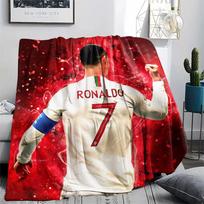Futbolas Ronaldo, raštas Flanelinis pledas, Aukštos kokybės Patogus visais metų laikais, Namų dekoras, Šiluma ir komfortas, Puikiai tinka dovanoms. 80cm x 120cm red