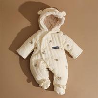 Thick Padded Cotton Baby Onesie: Long Sleeve Footed Sleeper for Autumn and Winter 73 cm balta