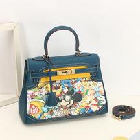 Naujas Madingas Universalus Spausdintas Grafiti Kelly Rankinė Tikra Oda Animacinis Kontrastingos Spalvos Pirmas Sluoksnis Karvės Oda Vienos Peties Įstrižai Nešiojama Rankinė length 28 x thickness 12 x height 22cm