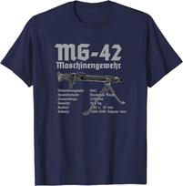 Antrojo pasaulinio karo Wehrmacht MG-42 MG42 kulkosvaidis infografinis medvilninis marškinėlis su apvalia kakle ir trumpomis rankovėmis, kasdienis vyriškas marškinėlis, dydis M