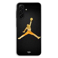 „Samsung Galaxy A17“ dėklas, Jordan logotipas 23 Nike krepšinio kortelei, aukso spalvos, „Maniacase“ juoda
