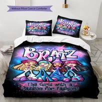 Bratz rašto patalynė, pledų komplektas, pledo užvalkalas, pagalvės užvalkalas, namų gimtadienio dovana (1 * antklodės užvalkalas + 2 * pagalvės užvalkalai, be šerdies) 135x200cm