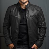 Men's European and American Style Slim Fit Leather Jacket, Plus Size, for Autumn and Winter. XXXL juoda