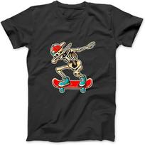Dabbing Skate Skeleton Skateboard Skull Skateboarding Skater T-Shirt SPT Men's Women's Unisex Longsleeve Tanktop Hoodie Black S juoda