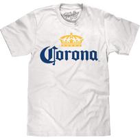 Tee Luv Vyriški marškinėliai su Corona alaus logotipu - Corona Crown prekės ženklo logotipas S balta