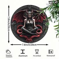 Lilith Demonas Metalo Sienos Menas Apvalus Aliuminio Ženklas Helovino Namų Dekoras 20x20 gray
