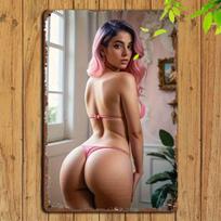 Kalėdinės Pin-Up merginos metalinis ženklas, dovana biurui, sienų dekoras 20x30cm white
