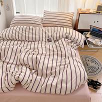 Korėjietiškas minimalistinis dryžuotas medvilninis patalynės komplektas: Antklodė ir paklodės 1,8 lovai 1.2m Bedspread 3-piece Set (150x200 Duvet Cover) gray