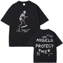 2025 Summer Rapper Lil Peep Cry Baby Angels Protect Me Skeleton Graphic Men Women Hip Hop 100% Pure Cotton Printed T-shirt Y2k S