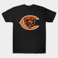 Men Black Print T-shirt Chicago Bears No-Cut Transfer Paper Print Cotton Tshirt L juoda