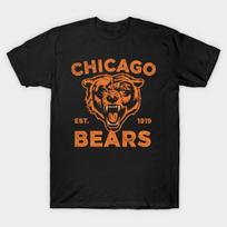 Men Black Print T-shirt Chicago Bears No-Cut Transfer Paper Print Cotton Tshirt XL juoda