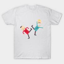 Men Black Print T-shirt South Park Terrance And Phillip No-Cut Transfer Paper Print Cotton Tshirt L balta