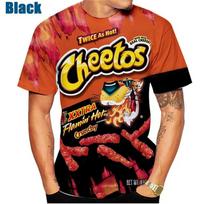 Vasaros vyriški marškinėliai 3D spausdinti Cheetos maisto atspaudu Madingi kasdieniai trumpomis rankovėmis Sportiniai drabužiai Kvėpuojantys vyriški drabužiai S