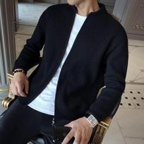 Men's Cross-Zip Cardigan Sweater - Autumn/Winter Casual Knitwear Jacket XXL pilka spalva