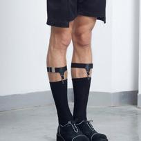 Reguliuojamas elastinis diržas su garteriais ir fiksavimo klipais Black
