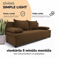 Dvivietis išskleidžiamas sofos „Simple Light“ be porankių, „Podrez“, rudos spalvos