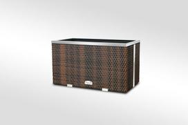 Lauko vazonas iš poliuretano su aliuminio metalo apdaila 70cm x 38cm x 40 cm, rudai juoda