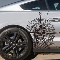 Didelis pirato kompaso kaukolės automobilio lipdukas Decal Jūrinis vėjo rožės automobilio kėbulo durų gaubto buferio vinilo dekoras 35cmwidex35cmhigh juoda