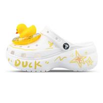 Crocs Classic Platform Clog EVA Ančiukas Plaukimo Ratas Vasaros Mielos Dopamino Rankomis Dažyti Batai su Skylutėmis Moteriški Balti Geltoni 38-39
