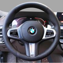 Rankomis siūta juoda odos zomšos automobilio vairo apdangalas BMW M Sport G30 G31 G32 G20 G21 G14 G15 G16 X3 style 1 gray
