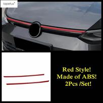 Automobilio priekinės vidurinės grotelių tinklelio apdailos juostelės dangtelis VW Volkswagen Golf 8 MK8 - 2025 Raudonas / Anglies pluošto priedai Red Style