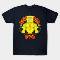 Men Black Print T-shirt Spongebob Gym No-Cut Transfer Paper Print Cotton Tshirt 3XL tamsiai mėlyna