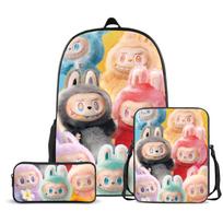 Mokyklinė kuprinė Labubu Trys dalys Didelės talpos Pradinių ir vidurinių mokyklų moksleivių kuprinė Vyriška ir moteriška animacinė kuprinė KTB schoolbag + pencil bag + satchel bag
