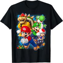 Nintendo Super Mario Luigi Bowser Purškiamų dažų marškinėliai S juoda