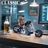 Juokinga dervos figūrėlė baikeriui, motociklininko namų dekoras, statulėlė, retro lentynos ornamentas, stalo dekoracija vyrams