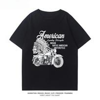 Indian Motorcycle Sunki lokomotyvo kruizinė dviratininko apranga Klubo vyriški ir moteriški laisvalaikio vasariniai laisvi madingi universalūs marškinėliai S