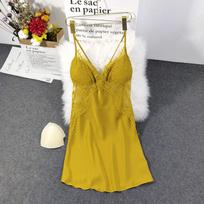 Sling Nightdress Large Size Lace Outer Wear Home Service Moteriškas vasaros ledo šilko plonas skyrius XL rožinė