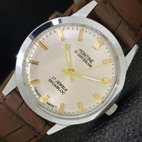 RANKINIS VINTAGE MONTINE ŠVEICARIŠKAS VYRIŠKAS RESTORUOTAS SIDABRINIO CIFERBLATO LAIKRODIS a441557-5