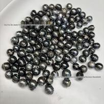 Tahiti juodo sūriavandenio perlų karoliukai su briaunelėmis, 8-9 mm, pilnai pragręžti, skirti „pasidaryk pats“ papuošalams 8-9mm Full-Drilled juoda