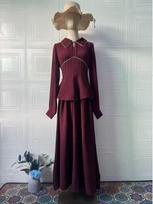 Elegant Summer 2025 Women's Long-Sleeved Waist-Hugging Dress XXL juoda