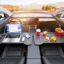 Sulankstomas automobilio padėklas-stalas nešiojamam kompiuteriui, neslystantis stalas maistui, suderinamas su Y / 3, daugiafunkcis kelioninis padėklas, automobilio priedai juoda ruda spalva