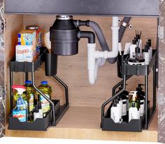 Under-sink storage rack, kitchen cabinet storage, dual-slide storage drawer, multi-purpose bathroom storage basket 2-tier