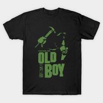 Men Black Print T-shirt Oldboy No-Cut Transfer Paper Print Cotton Tshirt XL