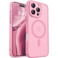 Luxury Armor Shockproof Hybrid Case For iPhone 16 15 14 13 12 11 Pro Max Plus Matte Transparent Hard Cover Silicone Shell Clear For iPhone 15 Pro rožinė