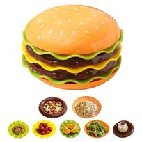 Mėsainio lėkštės rinkinys Stackable Hamburger Plate Set Burger 6 sluoksniai Mini vakarienės lėkštė namų valgomojo lėkštė Stalo dekoracija China Mainland