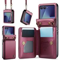 Samsung Galaxy ZFlip7/6/5 odinis telefono dėklas su dirželiu per petį ir kortelių laikikliu ZFLIP5 (no lanyard) violetinė
