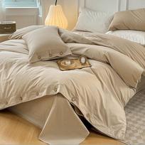 MUJI stiliaus keturių dalių flanelinės ir skalbto medvilnės patalynės komplektas su sagomis užsegamu antklodės užvalkalu Pillowcase Pair 48x74cm