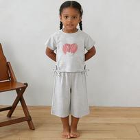 Girls' Summer T-shirt & Straight-Leg Pants Set - Sweet & Stylish Two-Piece Outfit 140 cm gray