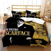 3D spausdintas Tony Montana „Scarfaces“ patalynės komplektas berniukams ir mergaitėms, viengulė lova, karalienės dydžio, karališko dydžio antklodės užvalkalas, pagalvės užvalkalas, berniukų lova, suaugusiųjų patalynės komplektas 70x133cm 3pcs