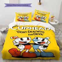 Cuphead Rašto Lovos Užvalkalų Komplektas Antklodė Antklodės Užvalkalas Pagalvės Užvalkalas Namų Dekoras Gimtadienio Dovana (1 * antklodės užvalkalas + 2 * pagalvės užvalkalai, be šerdies) 135x200cm